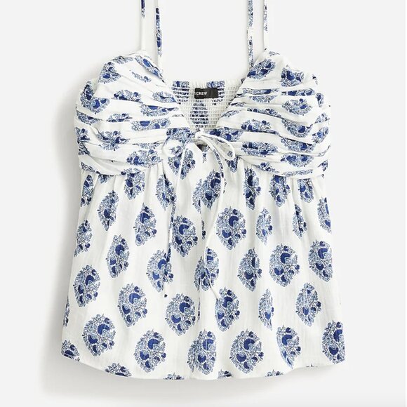 J. CREW Gathered Lurex® Gauze Camisole in Gathered Floral Block Print SZ 6 - Picture 4 of 4